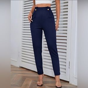 High waist button pants